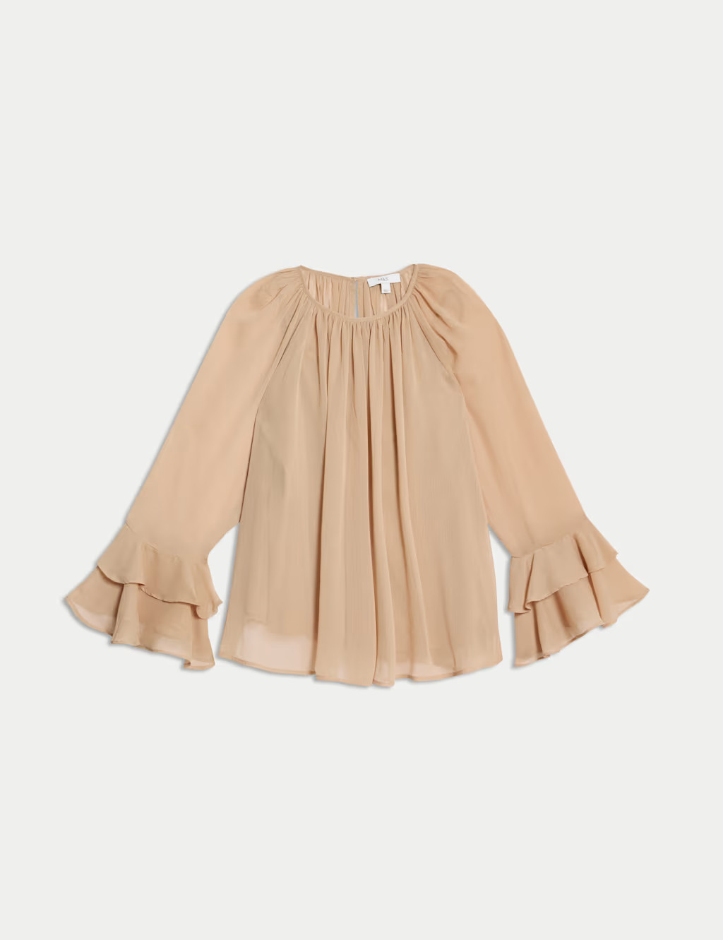 Crew Neck Ruffle Sleeve Blouse | Marks & Spencer (UK)