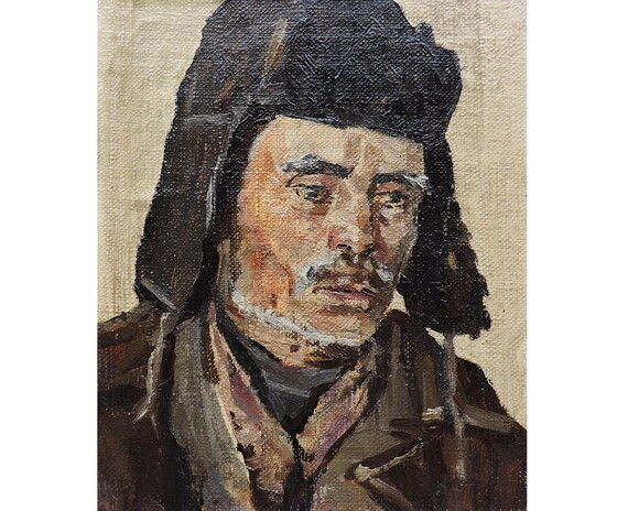 ANTIQUE MALE PORTRAIT Mid century oil original small painting | Etsy | Etsy (US)