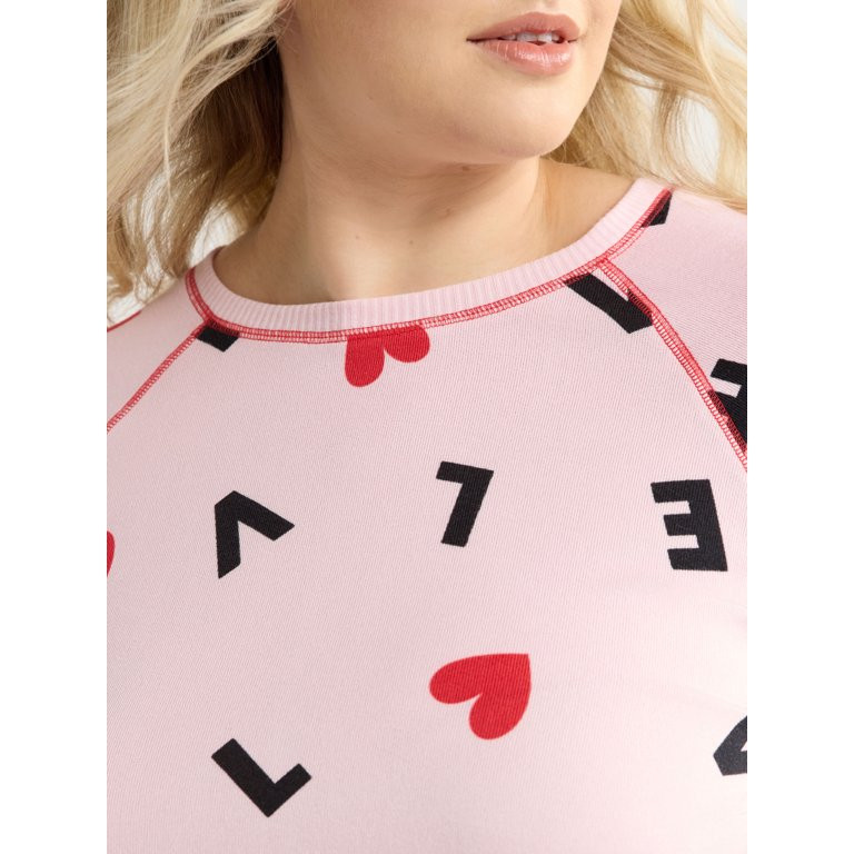 Joyspun Women's and Women’s Plus Hacci Knit Sleep Top, Sizes XS to 3X - Walmart.com | Walmart (US)