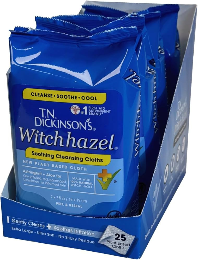 T.N. Dickinson's Witch Hazel Soothing MultiUse Cleansing Cloth, 4 Pack, 25 Cloths Per Pack,white | Amazon (US)