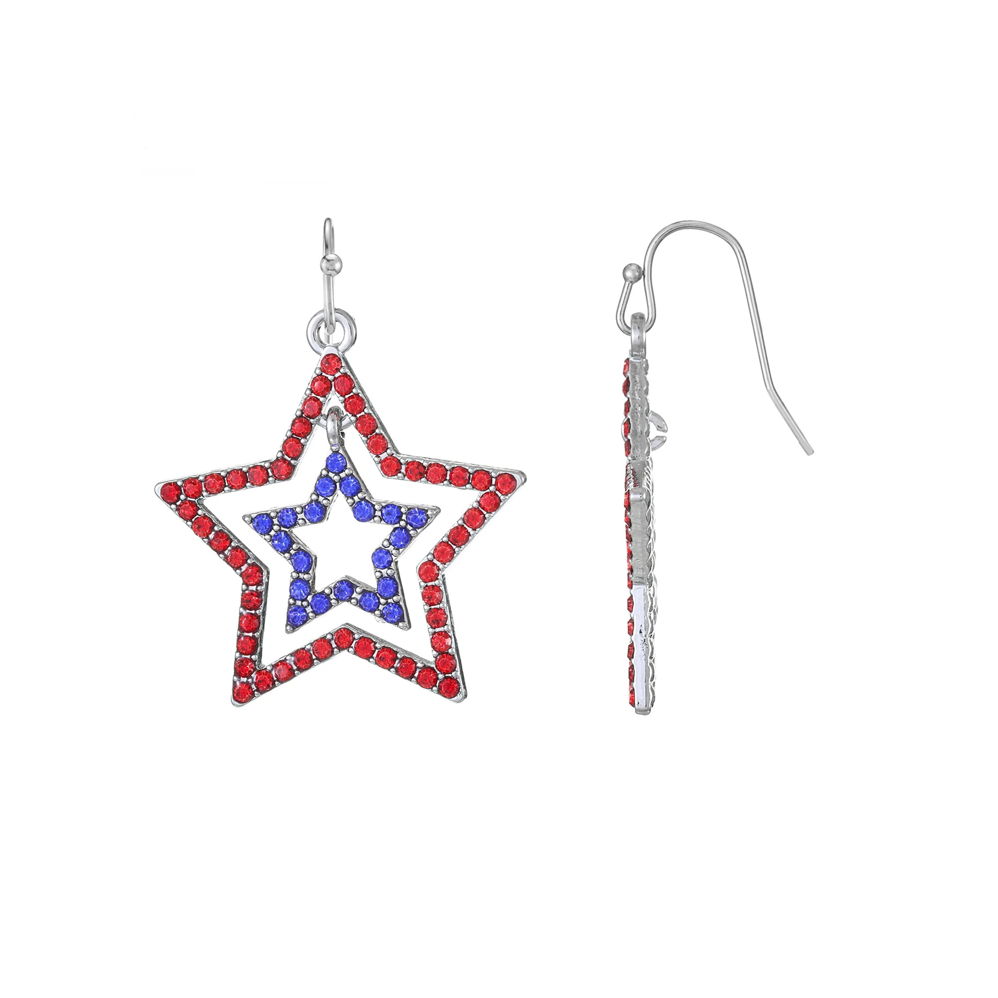 Way to Celebrate Americana Patriotic Crystal Star Earrings - Walmart.com | Walmart (US)