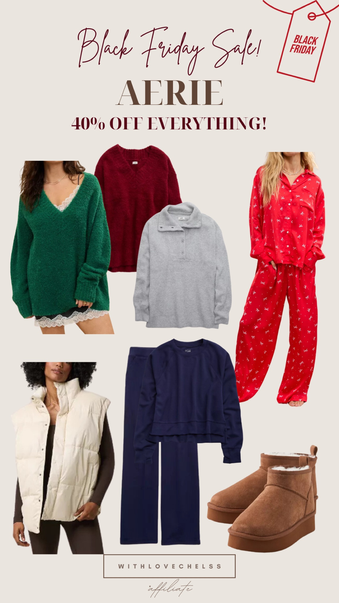 Aerie Black Friday sale!
40% off everything!

#LTKCyberWeek

#LTKgiftguide #LTKwinter #LTKsale