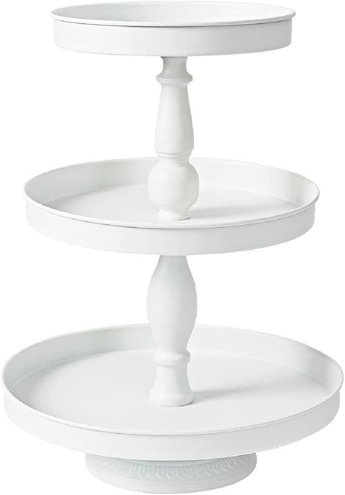 Donosura 3 Tier Cupcake Stand Holder - White Cupcake Stand Serving Tray for 50 Cupcakes, Farmhous... | Amazon (US)