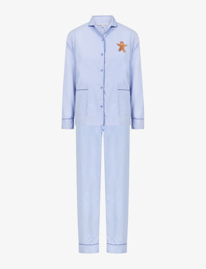 Anna + Nina Womens Merry Hangover Large Slogan-embroidered Cotton Pyjama set L | Selfridges