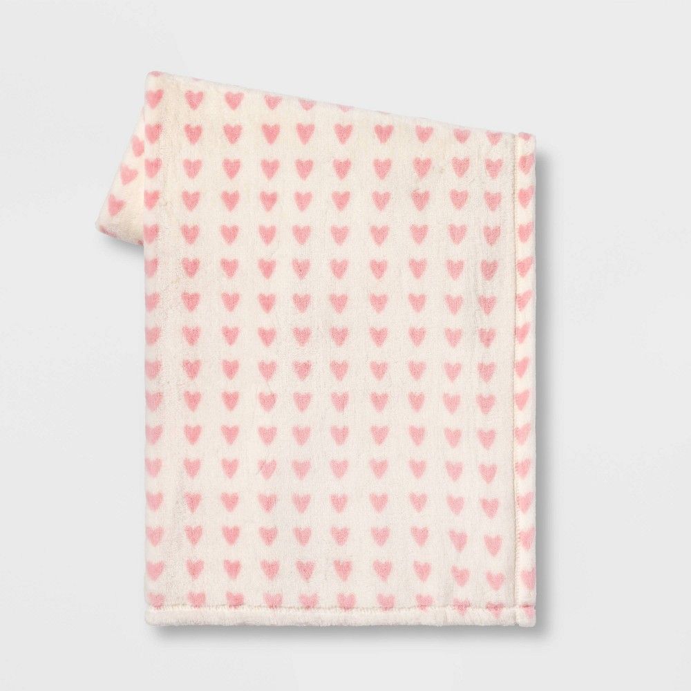 Plush Valentine's Day Mini Hearts Throw Cream/Blush - Spritz | Target