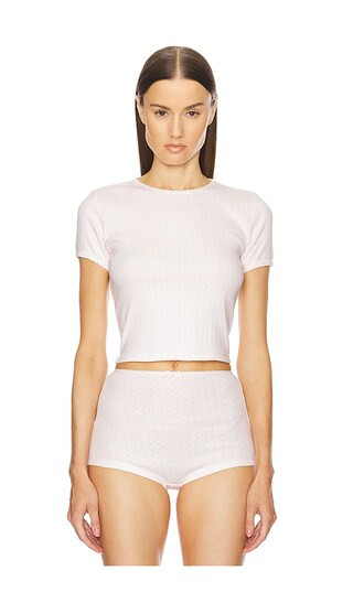 Pointelle Baby Tee in Barely Pink | Revolve Clothing (Global)