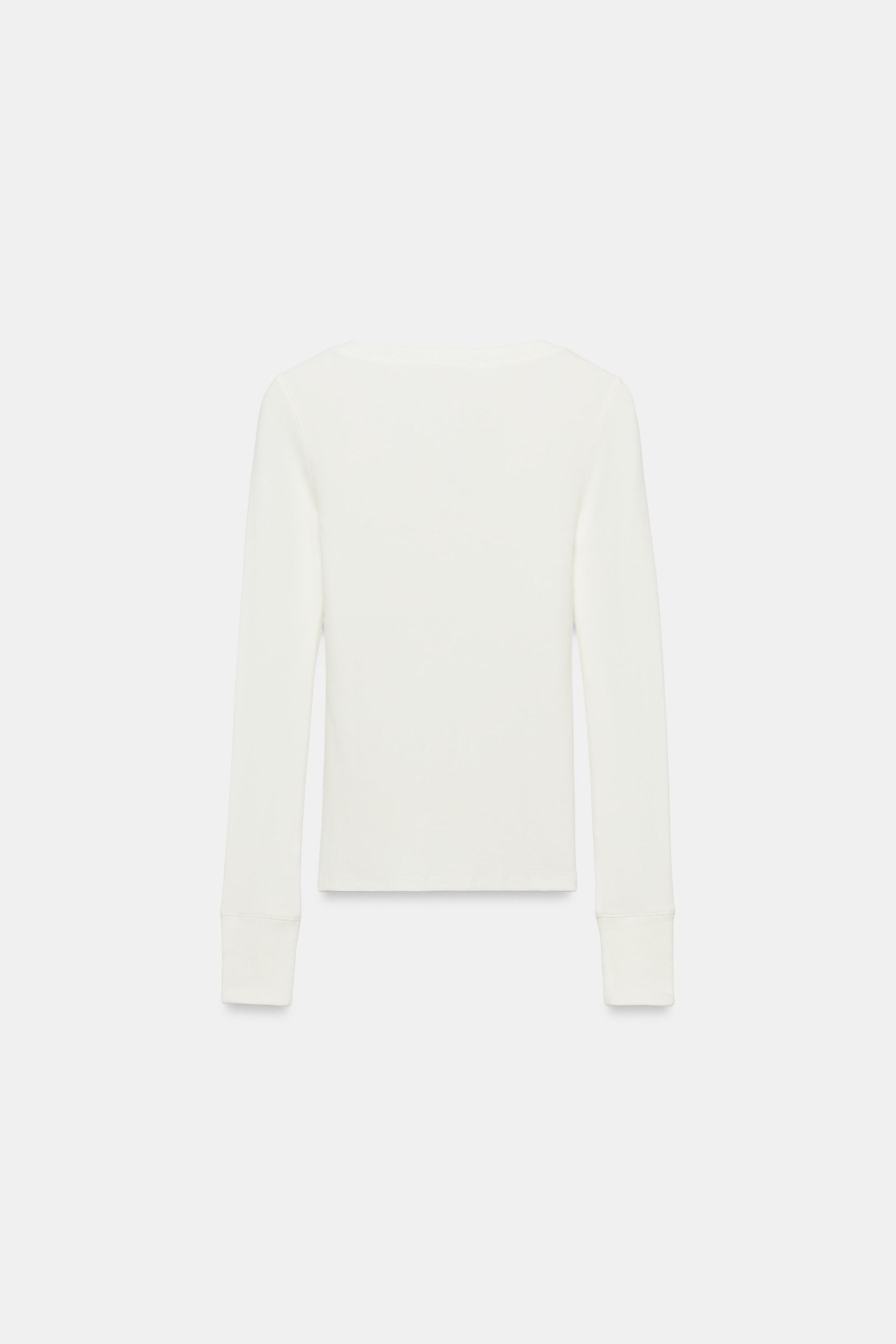 Long-Sleeve Ribbed T-Shirt | Zara US