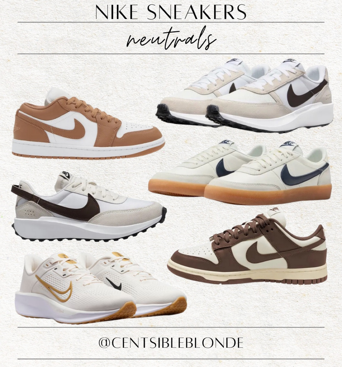 Nike sneakers, neutral sneakers, 
tan sneakers, Athleisure, 
walking shoes, Air jordans, 
low top sneakers, travel shoes,
Killshot sneakers 

#LTKFitness #LTKShoeCrush #LTKTravel