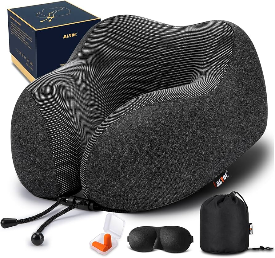 MLVOC Travel Pillow 100% Pure Memory Foam Neck Pillow, Comfortable & Breathable Cover, Machine Wa... | Amazon (US)