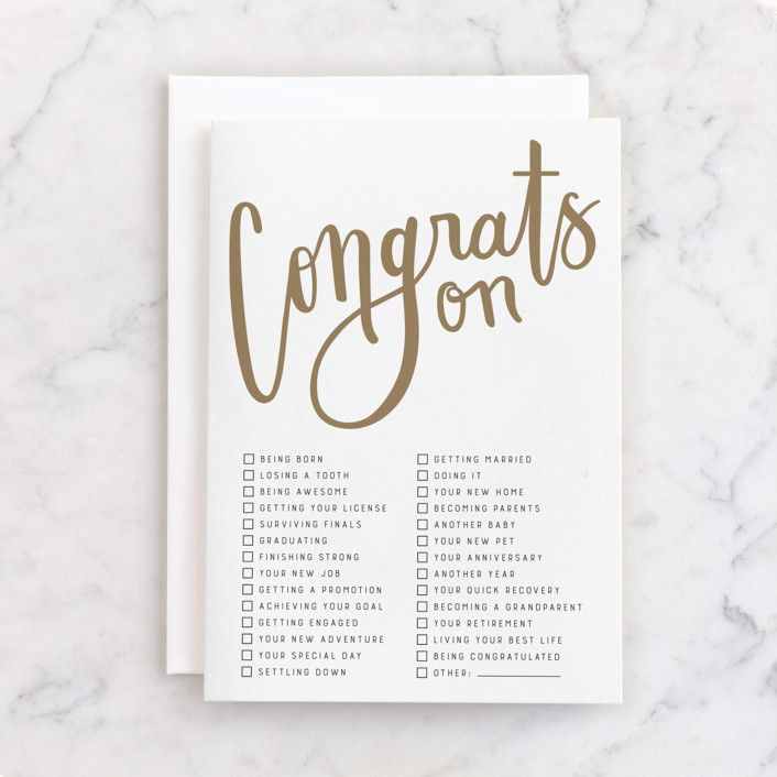 "All-Purpose Congrats" - Customizable Individual Congrats Greeting Cards in Brown by Jess Wilson. | Minted