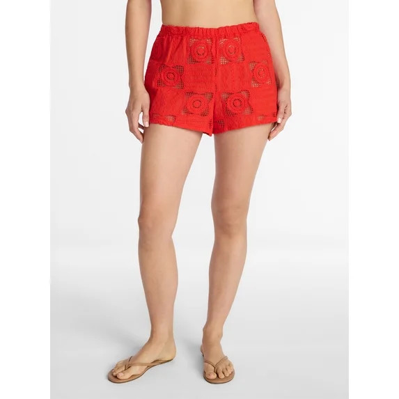 Time and Tru Women's and Women's Plus Cotton Crochet Coverup Shorts, Sizes XS-3X | Walmart (US)