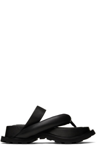 Jil Sander - Black Oversize Strap Platform Sandals | SSENSE