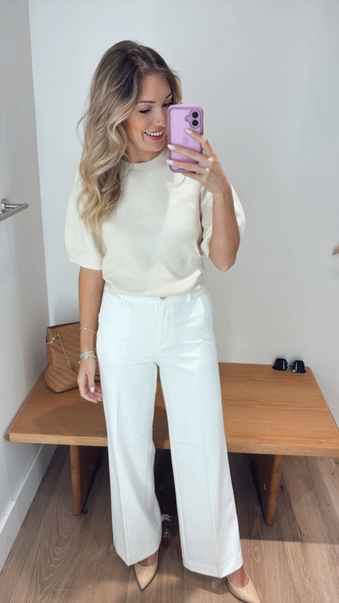 Easy cream and white outfit for work! 
Wearing a 0 regular in the trousers and xs in the sweater tee! 

#LTKWorkwear #LTKPetite

#LTKWorkwear #LTKSaleAlert #LTKFindsUnder50