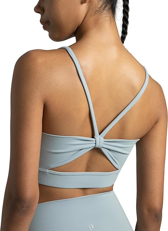 Colorfulkoala Women's Dreamlux Bowknot Strappy Sports Bras Light Impact Workout Yoga Tops | Amazon (US)
