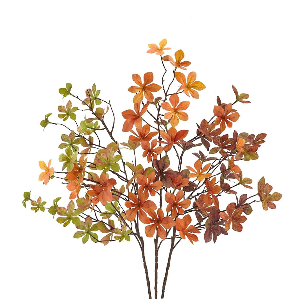3 Pcs Fall Faux Greenery Stems, Artificial Fall Stem Branches Autumn Leaves with Stems Faux Fall ... | Amazon (US)