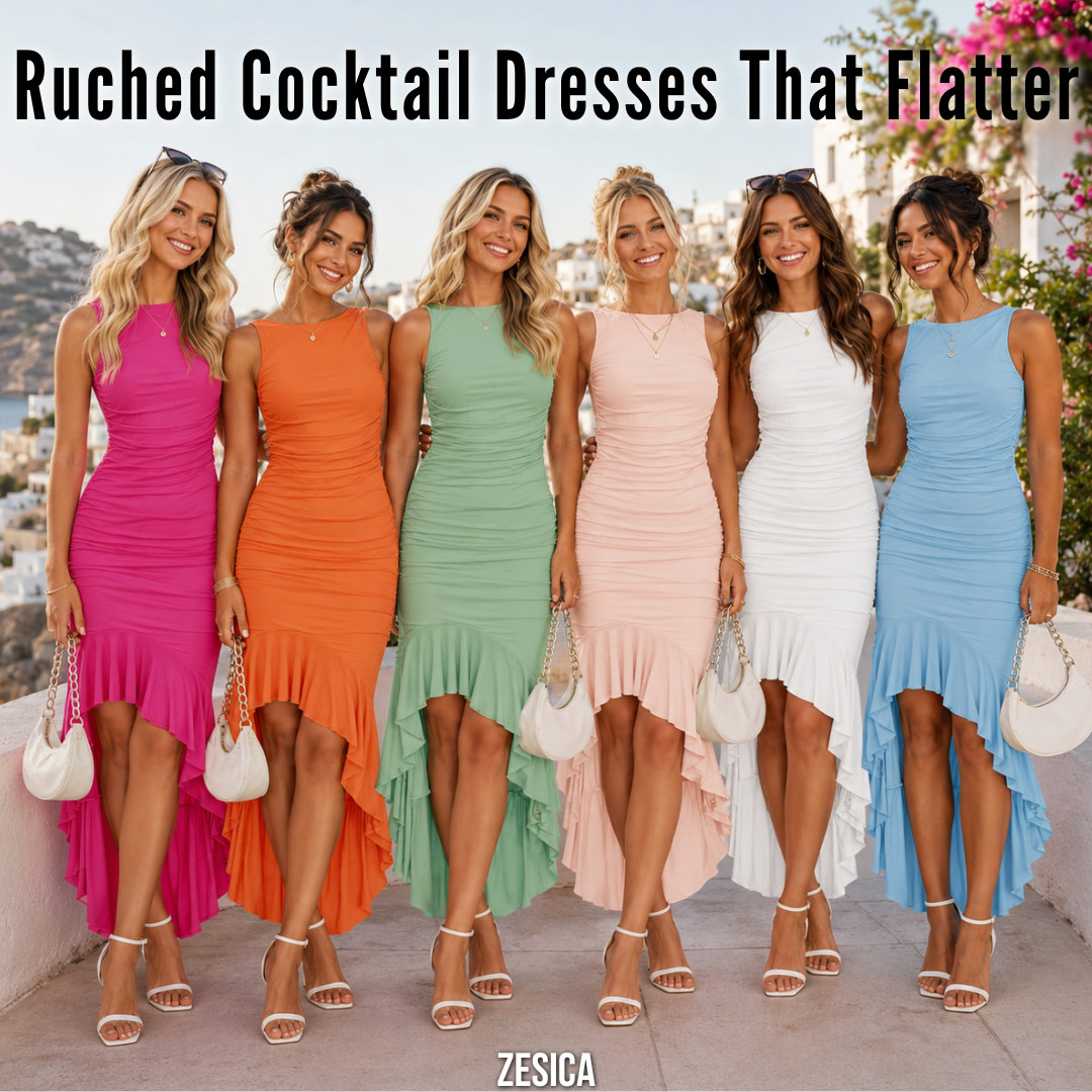 ZESIZCA | Summer Bodycon Ruched Cocktail Dresses ☀️ 

ZESICA ruched cocktail dresses that actually flatter — the kind of summer party dress I’d check first if you want something fitted, feminine, and confidence-boosting without feeling impossible to wear. 💐

I did the digging and this style stood out because it hits so many event needs in one dress: ruched bodycon fit, sleeveless neckline, backless detail, ruffle mermaid hem, and that flattering high-low shape that makes it feel dressy without being too much.

The ruching is the real reason this works. It gives that smoothing, sculpted look through the waist and midsection, so you still get the fitted cocktail dress vibe without feeling like every little thing is on display.

Perfect for: wedding guest outfits, summer cocktail parties, beach weddings, bridal showers, bachelorette trips, graduation parties, vacation dinners, cruises, date nights, birthday dinners, garden parties, rehearsal dinners, and summer event outfits.

Why this dress is worth checking:
- Ruched waist detail for a more flattering fit
- Bodycon shape without feeling too plain
- Ruffle mermaid hem makes it feel elevated
- Sleeveless + backless for summer events
- Comes in bright, soft, and classic colors
- Easy to style with heels, gold jewelry, a clutch, or a white shoulder bag

This is for the girl who wants a cocktail dress that feels pretty, flattering, and easy to wear for multiple summer occasions — not a one-time dress that sits in the closet.

If you’ve been looking for a wedding guest dress, vacation dinner dress, or summer party dress that gives shape without sacrificing comfort, this ZESICA ruched dress is the one I’d check first!!

↓ Everything is linked!

#LTKSaleAlert #LTKTravel #LTKWedding