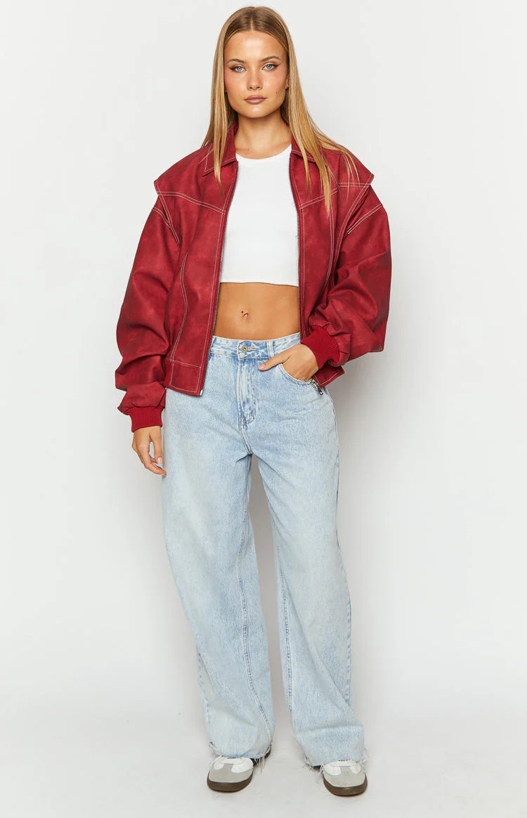 Lioness Vista Crimson Bomber Jacket | Beginning Boutique (US)