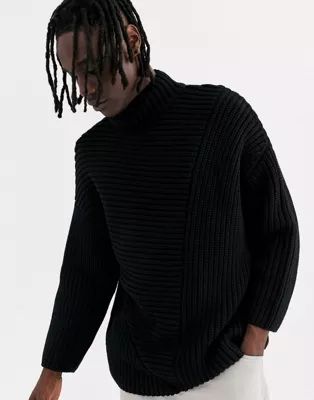 ASOS WHITE oversized jumper in chunky black knit | ASOS UK