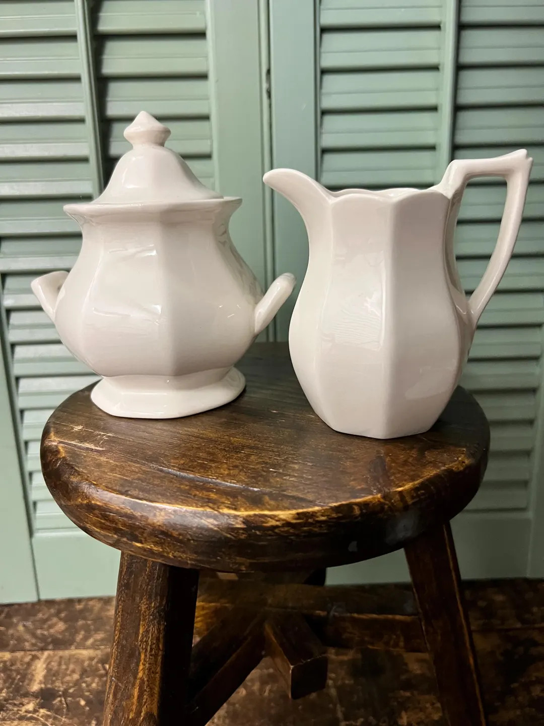 Vintage Wm Adam’s and Sons Ironstone Sugar Bowl and Creamer Made in England | Etsy (US)