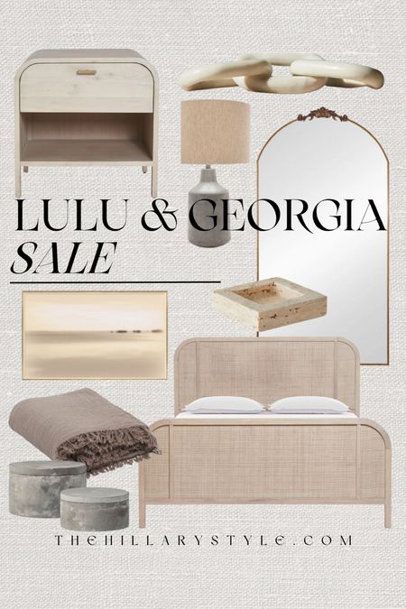 Lulu and Georgia Labor Day Sale: Get an additional 20% off auto-applied at checkout for furniture, rugs, wall decor, home decor and more at LuLu and Georgia. Platform bed, natural nightstand, bedroom set, primary bedroom decor, arched gold mirror, lamp, bedside lamp, throw blanket, bed covering, neutral landscape art, box set, catch all, chain decor, Labor Day Sale, Home Decor Sale, Bedroom Sale.

#LTKSeasonal #LTKhome #LTKSale