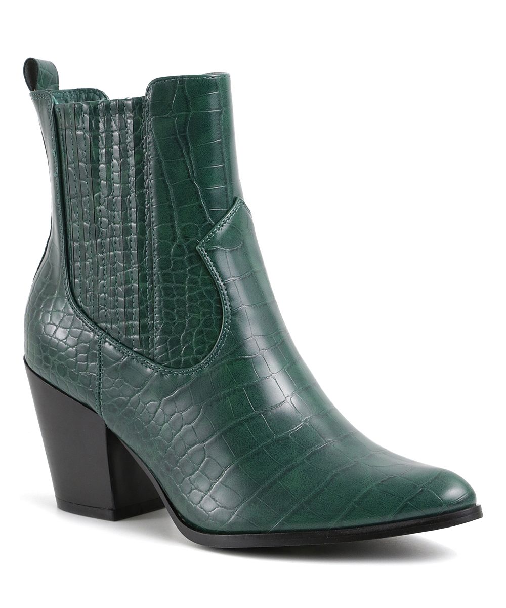Catherine Catherine Malandrino Women's Casual boots GREEN - Green Croc-Embossed Ziloan Bootie - Wome | Zulily