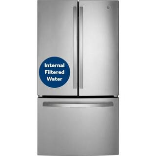 GE 27 cu. ft. French Door Refrigerator in Fingerprint Resistant Stainless with Internal Dispenser... | The Home Depot