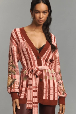 Barbour x Farm Rio Luisa Embroidered Tie-Waist Cardigan Sweater | Anthropologie (US)