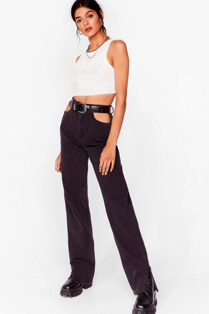 Out of Pocket Slit Hem Jeans | Nasty Gal (US)