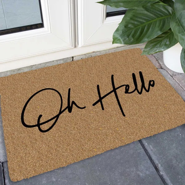 Dakobe Oh Hello 30 in. x 18 in. Non-Slip Indoor Outdoor Door Mat | Wayfair Professional