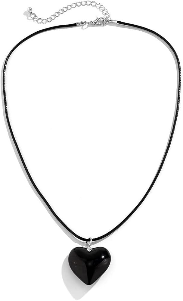 Fuqimanman2020 Y2K Big Heart Pendant Necklace Chunky Glass Puffy Heart Necklace Trendy Jewelry fo... | Amazon (US)