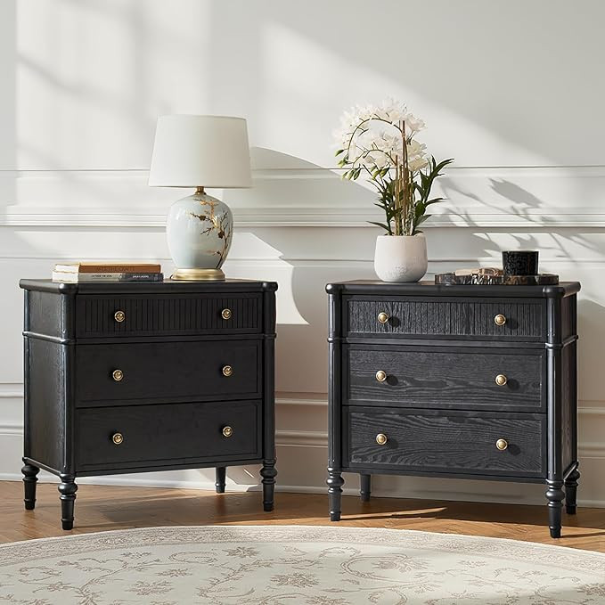 HULALA HOME Traditional End Table with Charging Station, Fluted End Tables with Wood Drawers and ... | Amazon (US)