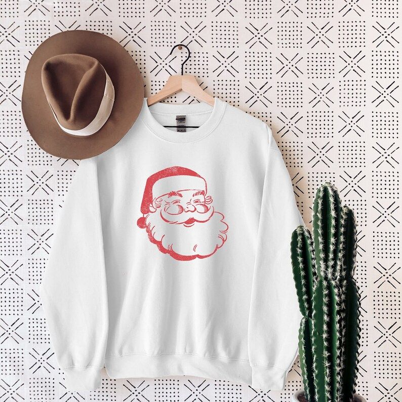 Retro Santa Sweatshirt, Santa Sweater, Merry Christmas Sweatshirt for Women, Vintage Santa Graphi... | Etsy (US)