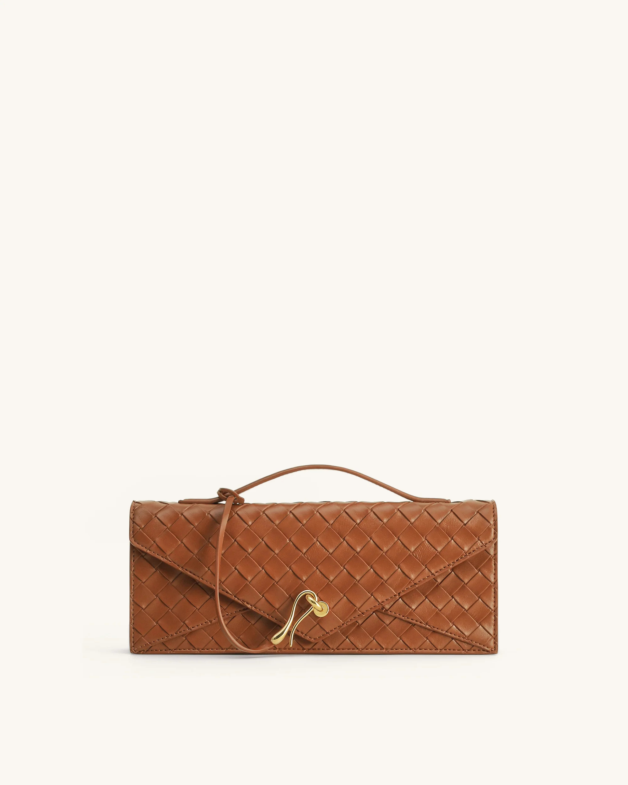 Celeste Woven Textured Envelope Top Handle Bag - Brown | JW PEI US
