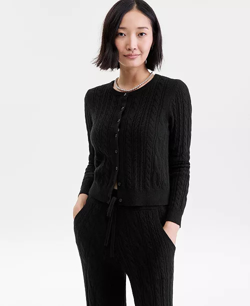 Women's 100% Cashmere Cable-Knit Cardigan Sweater,  Macy's Exclusive | Macy's