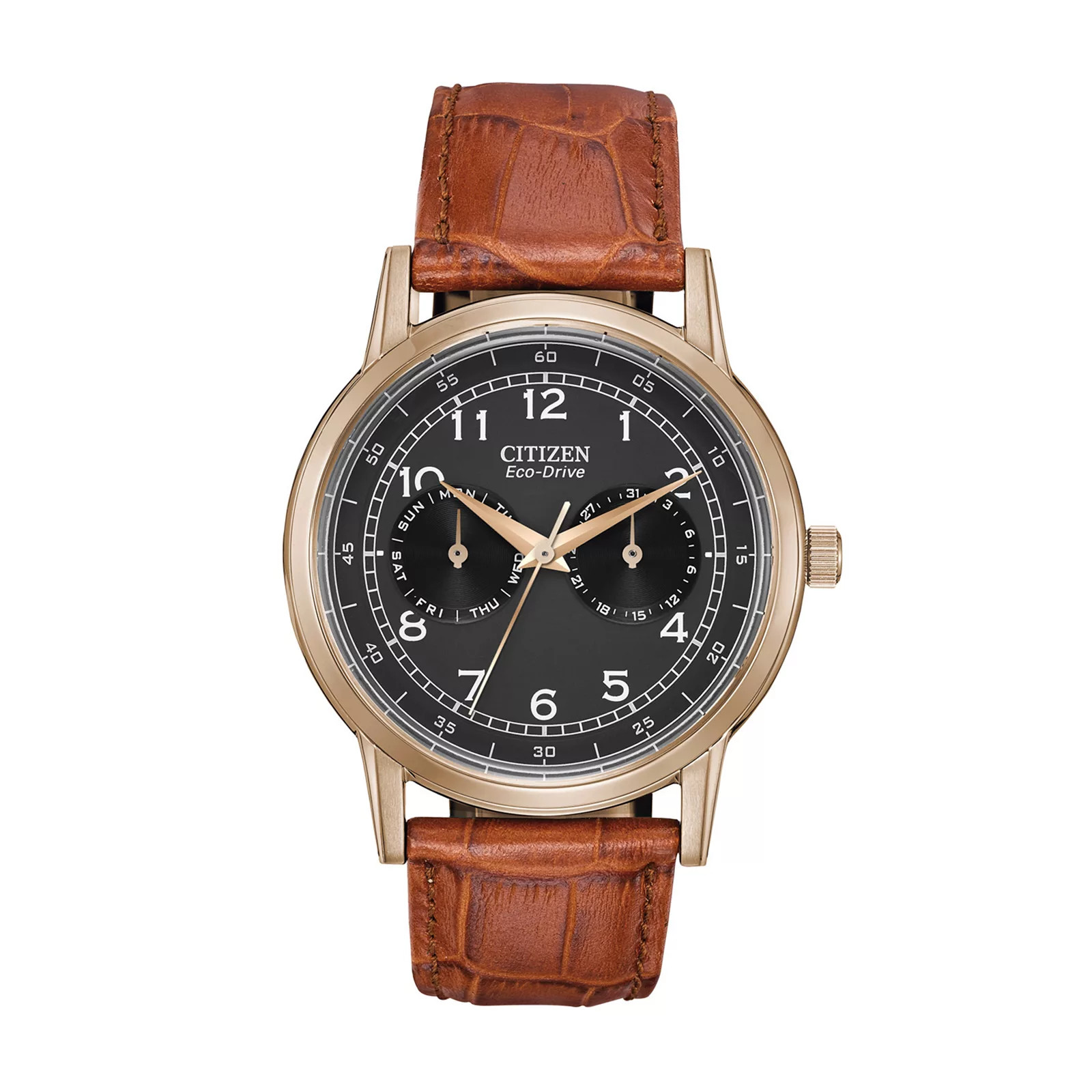 Citizen Eco-Drive Men's Leather Watch - AO9003-08E, Size: Large, Brown | Kohl's