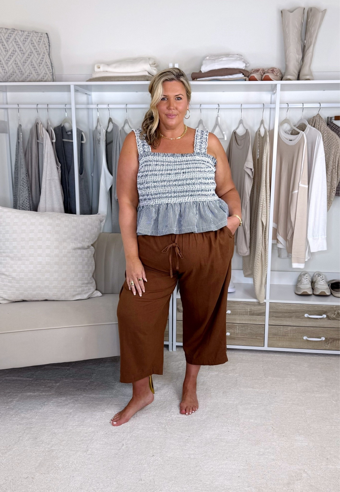 Walmart haul!! Wearing a 2X in everything. The striped knit top is a little big and would size down. Plus size, outfit inspo, haul, mom life, apron belly

#LTKMidsize #LTKPlusSize #LTKSeasonal