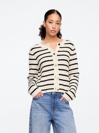 Stripe Mixed-Stitch Cardigan | Gap Factory