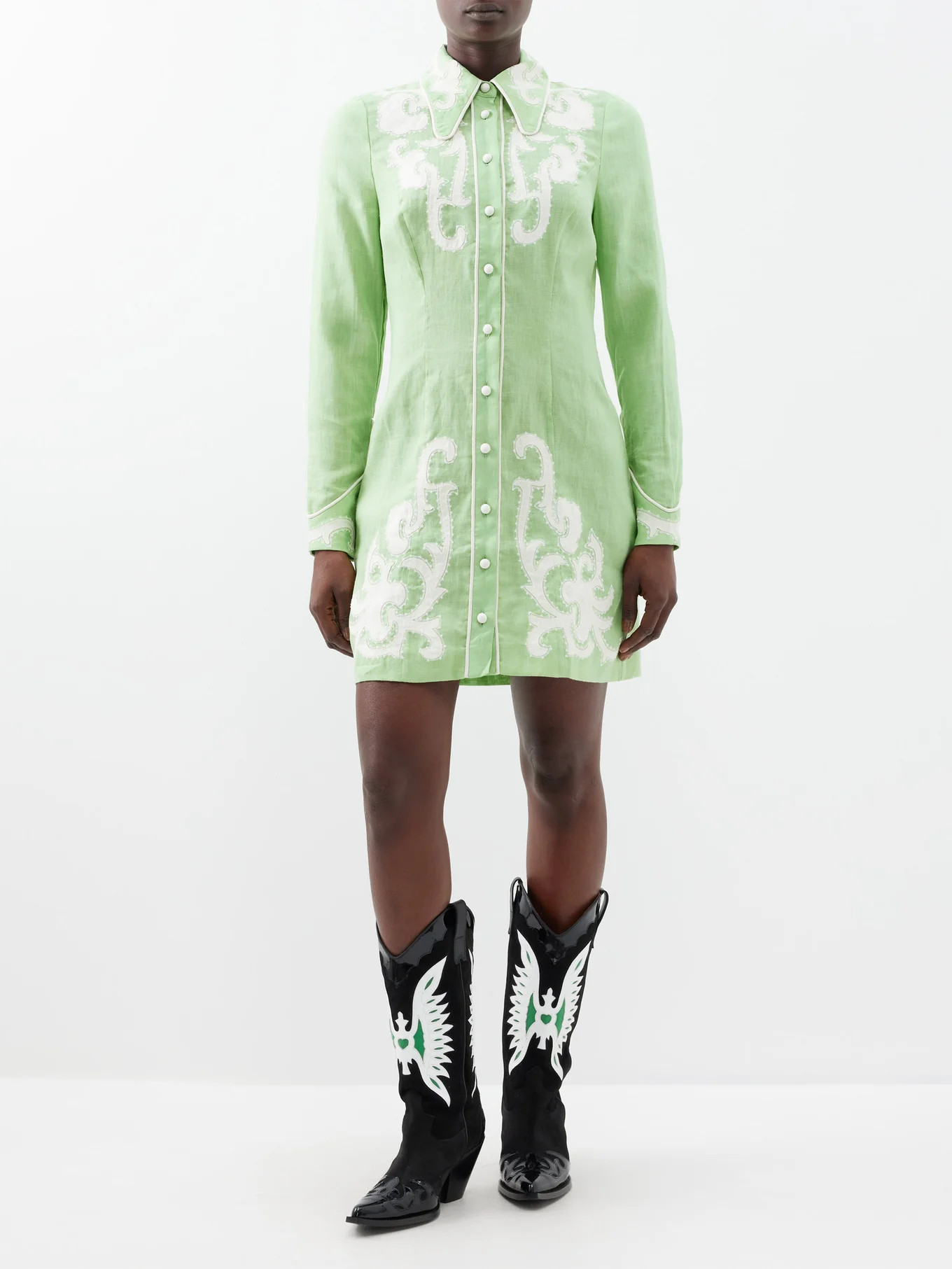 Ruby appliqué-linen shirt dress | Matches (US)