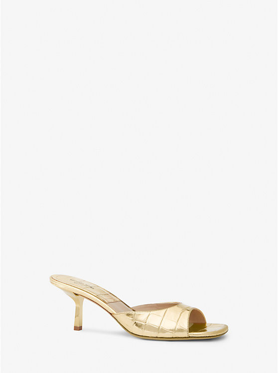 Anita Metallic Crocodile Embossed Sandals | Michael Kors US