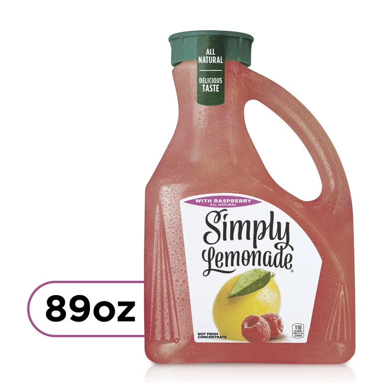 Simply Non GMO All Natural Raspberry Lemonade Juice, 89 fl oz Bottle - Walmart.com | Walmart (US)