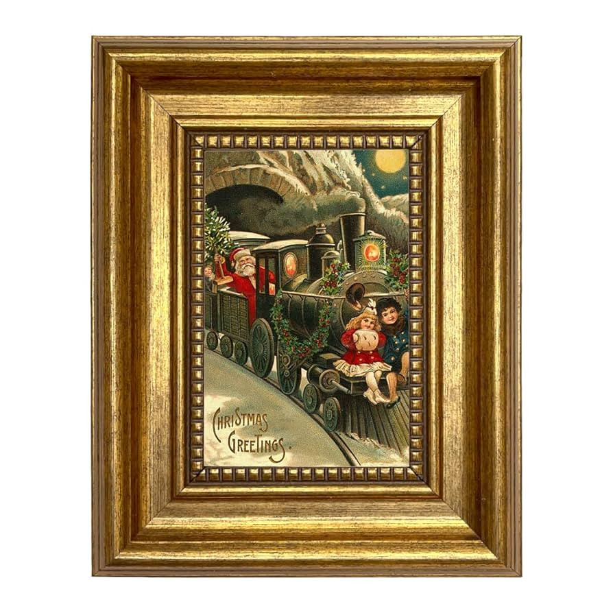 Schooner Bay Co. Santa's Christmas Train Framed Victorian Christmas Print Antique Style Wall Art ... | Amazon (US)
