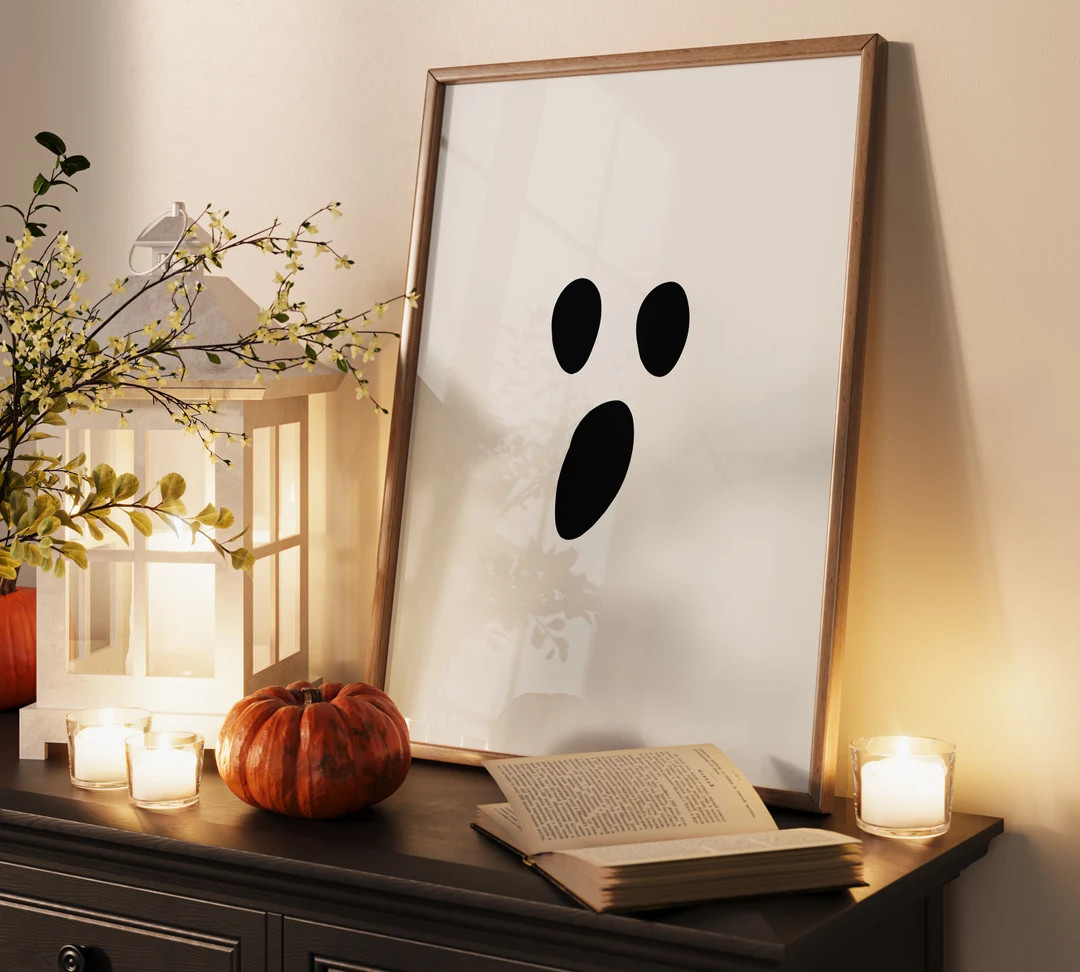Halloween Wall Art, Cute Ghost Print, Aesthetic Fall Decor, Boho Halloween Wall Art, Fall Decor, ... | Etsy (US)