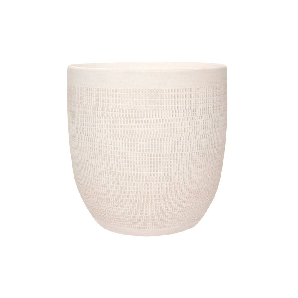 Small Embossed Stoneware Planter Matte White - 3R Studios | Target