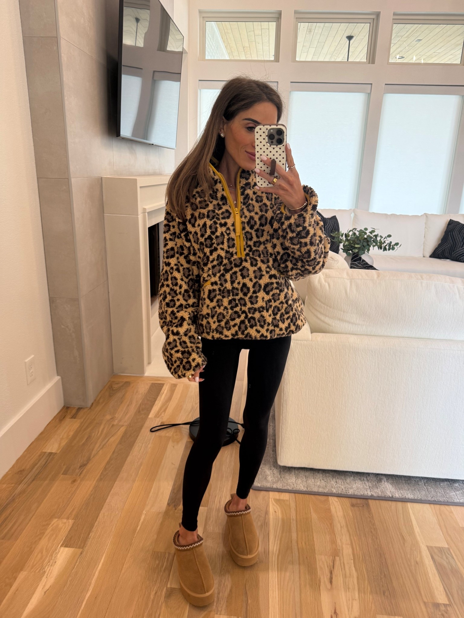 Super cute leopard half zip fleece pullover wearing smallest size 

#LTKPetite #LTKootd