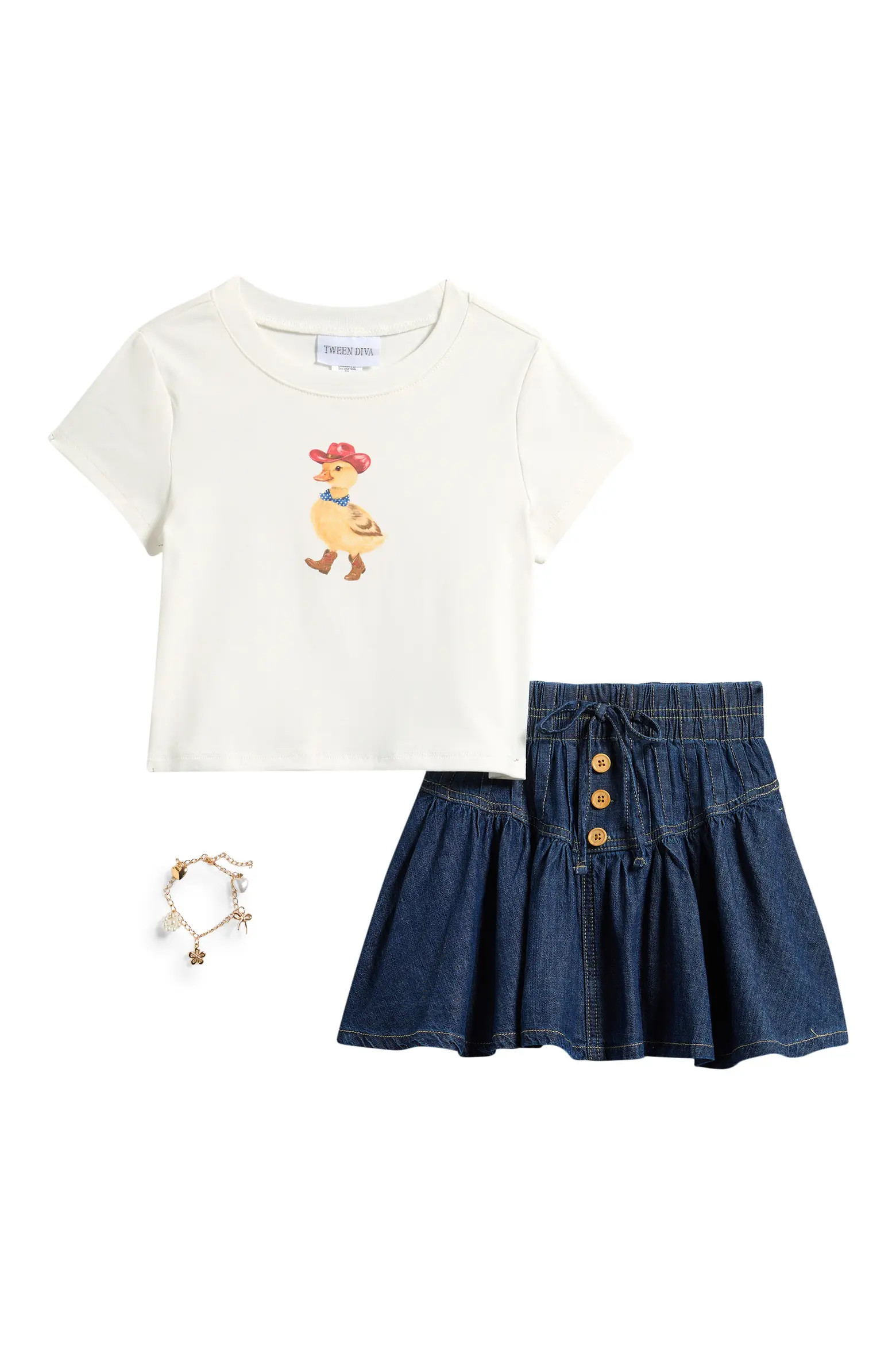 Tween Diva Kids' Graphic T-Shirt, Skirt & Bracelet Set (Women) | Nordstromrack | Nordstrom Rack