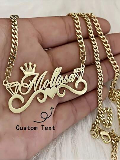 1pc Personalized Stainless Steel Necklace With Heart Pendant, Custom  Chain, Unique Fashionable J... | SHEIN