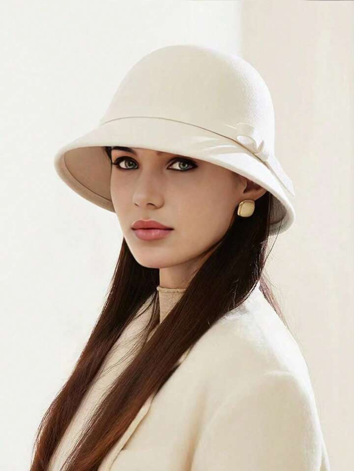 Trends1pc Women's Elegant Solid Color Hat, French Felt Hat, Suitable For Everyday Or Evening Part... | SHEIN