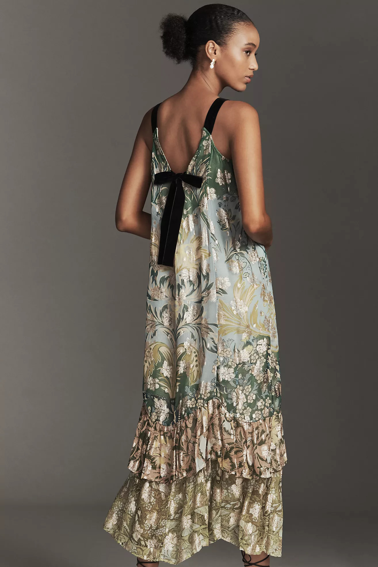 By Anthropologie Tie-Back Ruffle-Hem Midi Dress | Anthropologie (US)