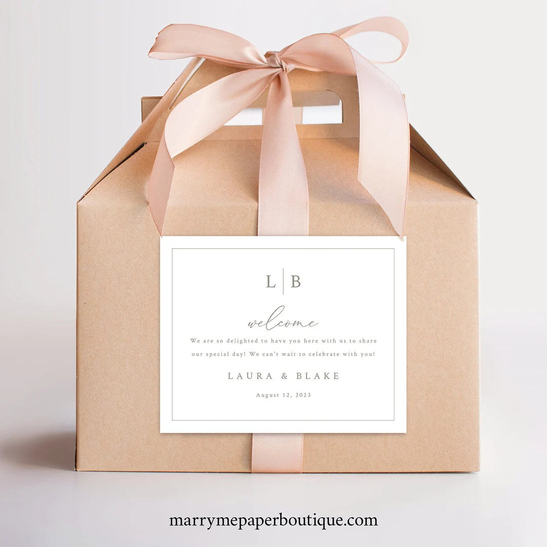 Wedding Welcome Bag Label Template, Monogram & Border, Hotel Guest Bag Label, Printable, Wedding ... | Etsy (US)
