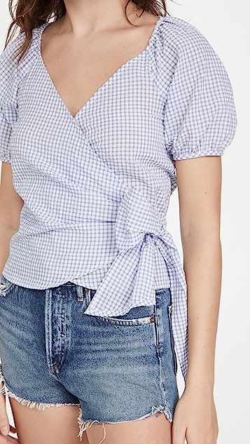 Lucy Wrap Top in Textured Gingham | Shopbop